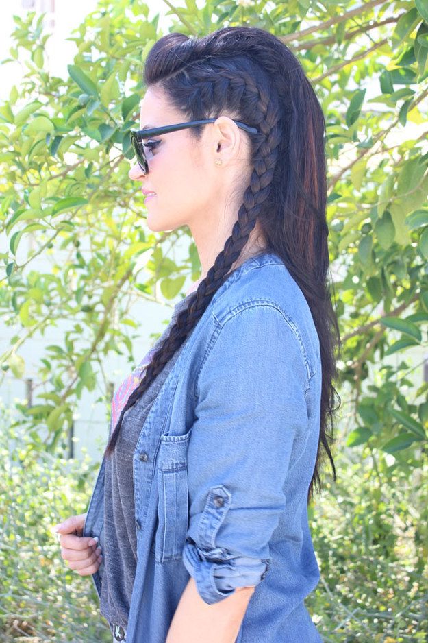 Faux-hawk Hairstyle with French braid
