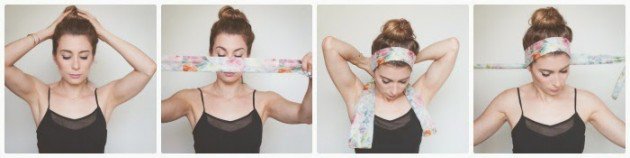 High Bun Hairstyle With Bandanna 2