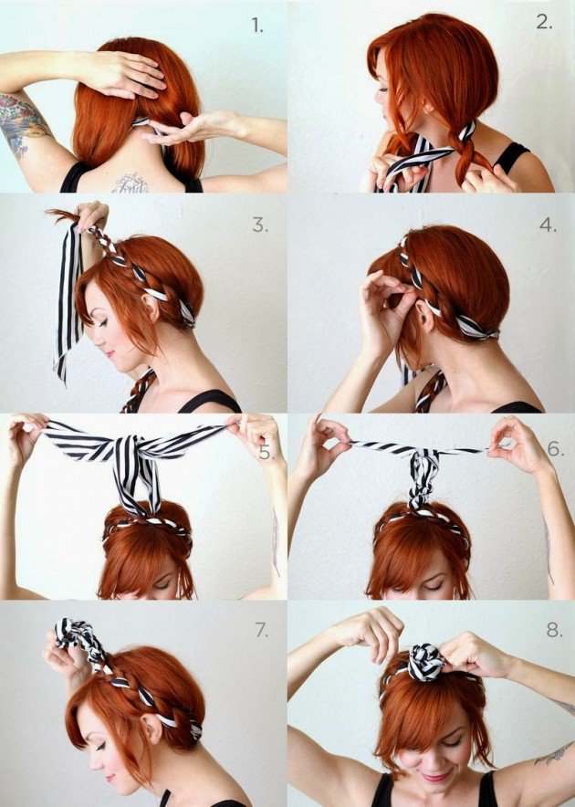 Maiden Braid with Scarf Headband Tutorial 2