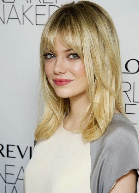 Medium Hairstyle with Bangs for Blond Hair