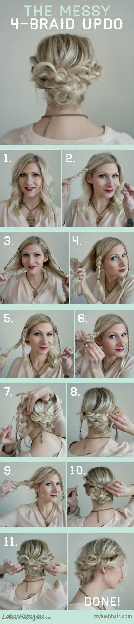 Messy Braid Updo Hairstyle Tutorial