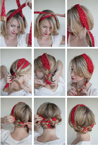 Pigtail Braid with Polka Dot Scarlf