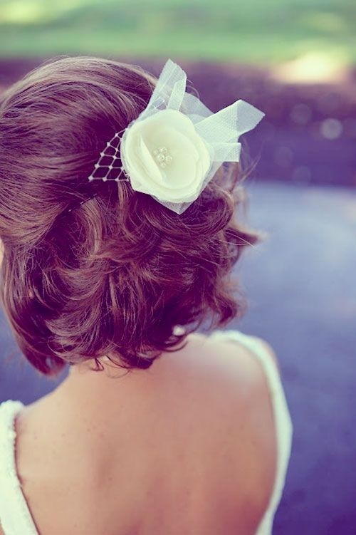Short Bridesmaid Hairstyle with Flower