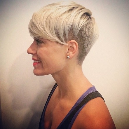 Short Shaved Hairstyle with Side Bangs