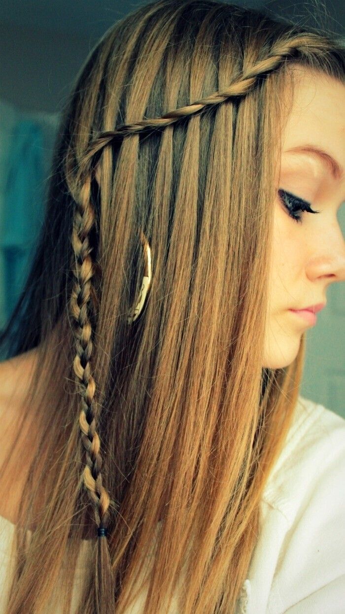 Waterfall Braid Hairstyle for Long Straight Hair