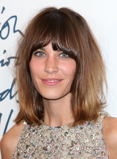 Alexa Chung Medium Straight Haircut for Brown Hair