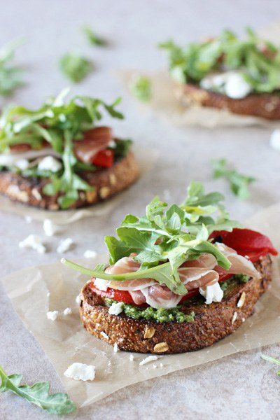 Arugula Prosciutto and Goat Cheese Sandwich