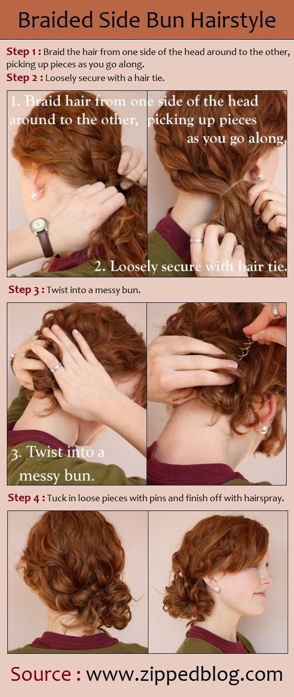 Braided Side Bun Updo Hairstyle Tutorial