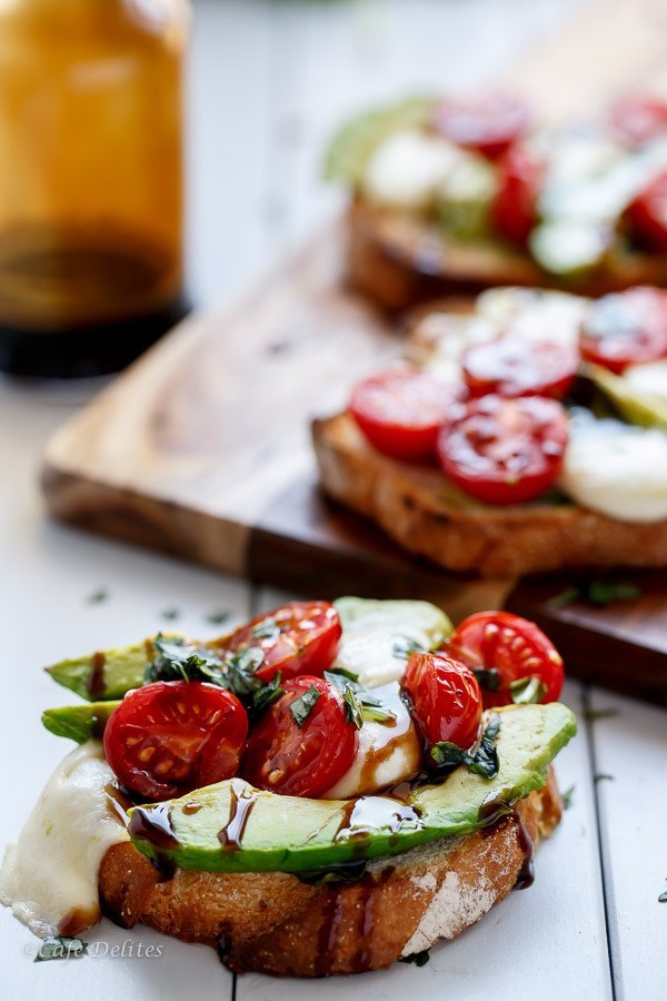 Grilled Avocado Caprese Crostini