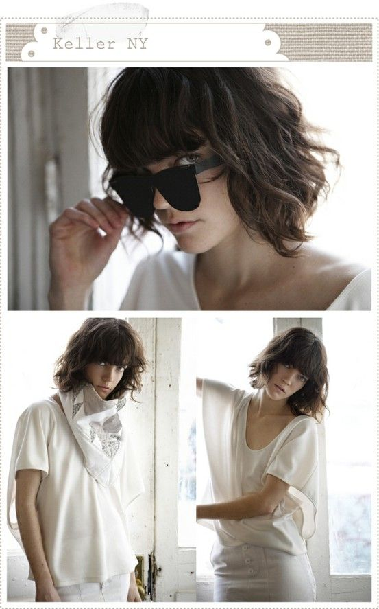 Medium Wavy Haircut with Blunt Bangs