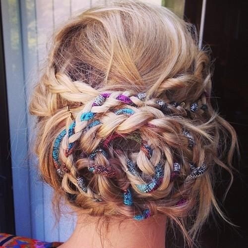 Messy Boho Braided Updo Hairstyle