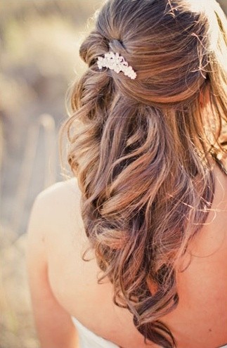 Pinned Up Half Updo for Wedding