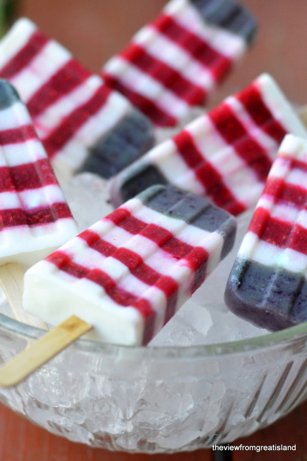 Red White and Blueberry Yogurt Popsicles