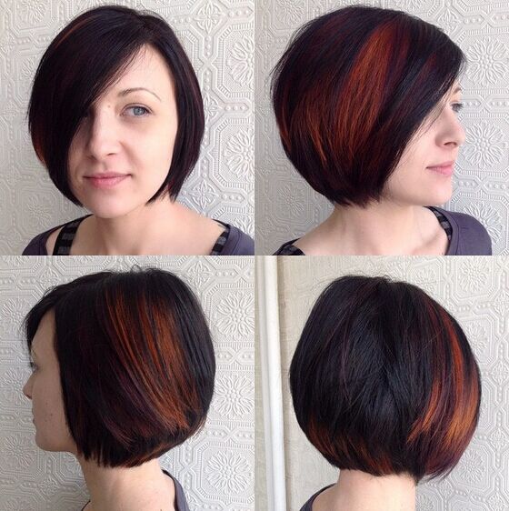 Short Bob Hairstyle with Red Highlights