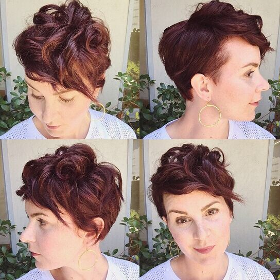 Short Curly Hairstyle with Side Bangs