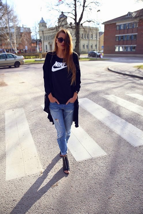 Black Top with Boyfriend Jeans