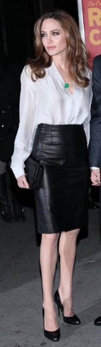 Business black leather skirt