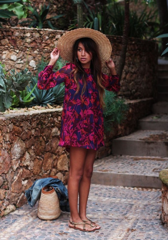 Casual Tropical Print Dress