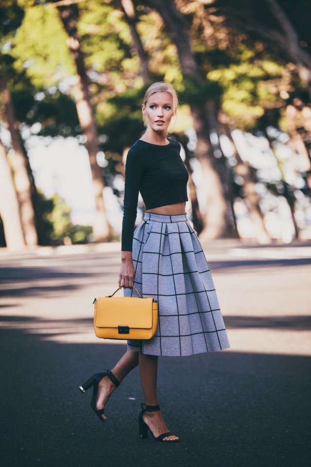 Checkered Print Full Skirt