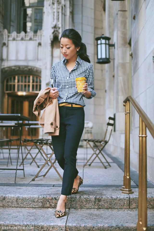 Checkered Print Shirt with Jeans