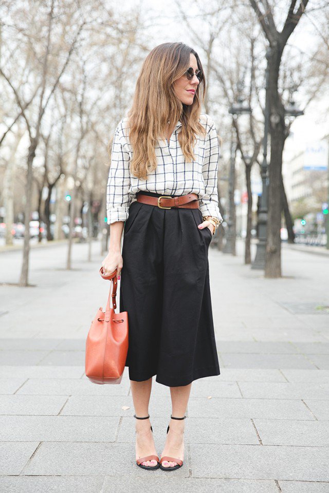 Checkered Shirt and Black Skirt
