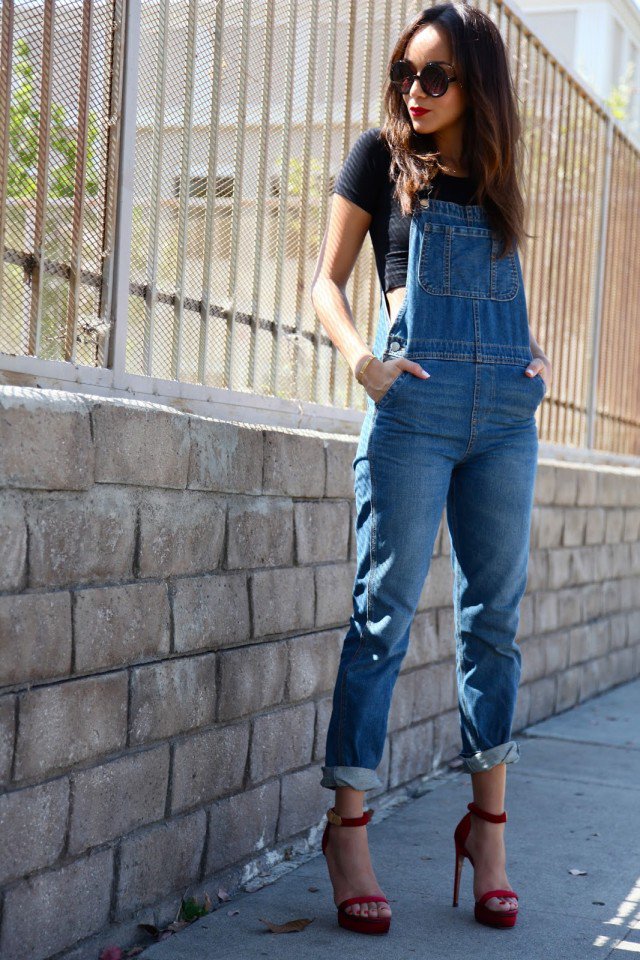 Denim Romper with T-Shirt