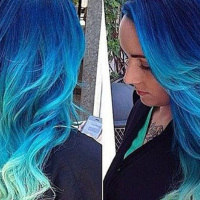 Long Wavy Blue Ombre Hair
