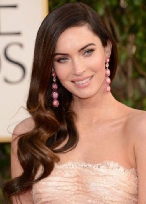 Megan Fox Sideswept Long Wavy Hairstyle