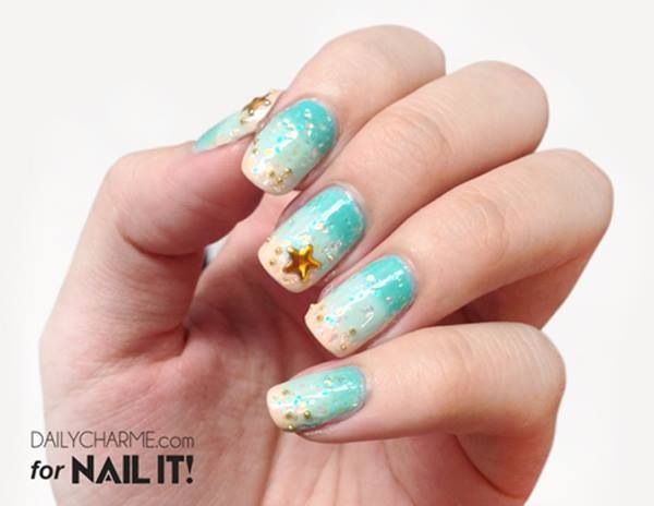 Ocean Blue Nail Art Design