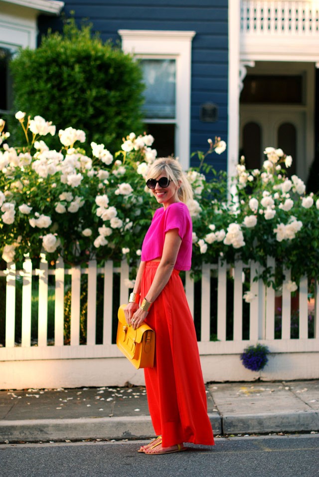 Pink Top with Maxi Dress