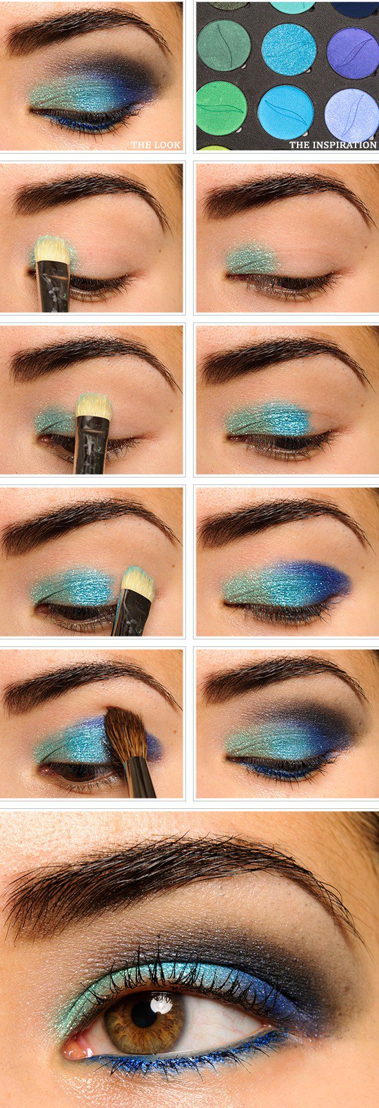 Shimmery Green and Blue Eye Makeup Tutorial