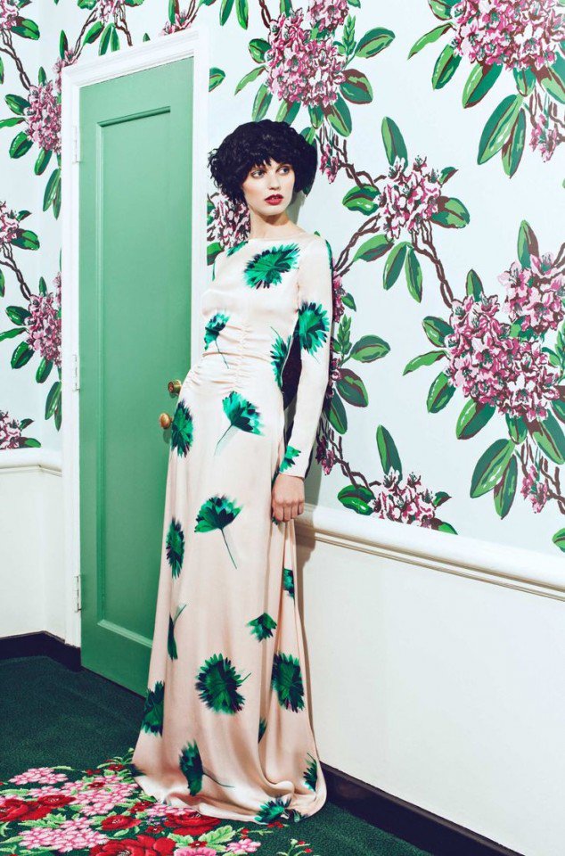 Tropical Print Evening Dress