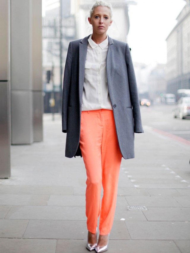 White Shirt and Orange Pants