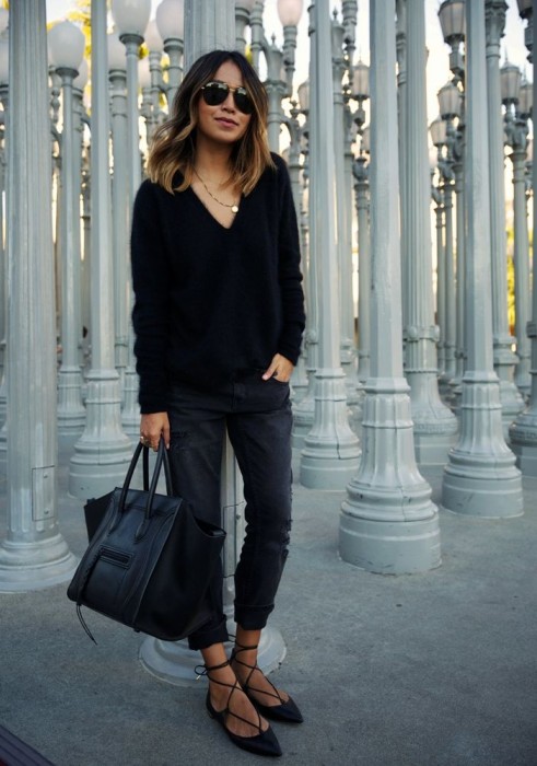 Boyfriend Jeans With Black Sweater