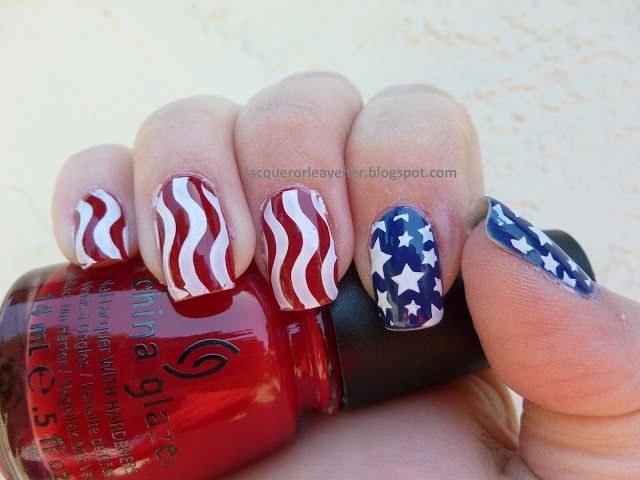Americal Flag Inspired Nails