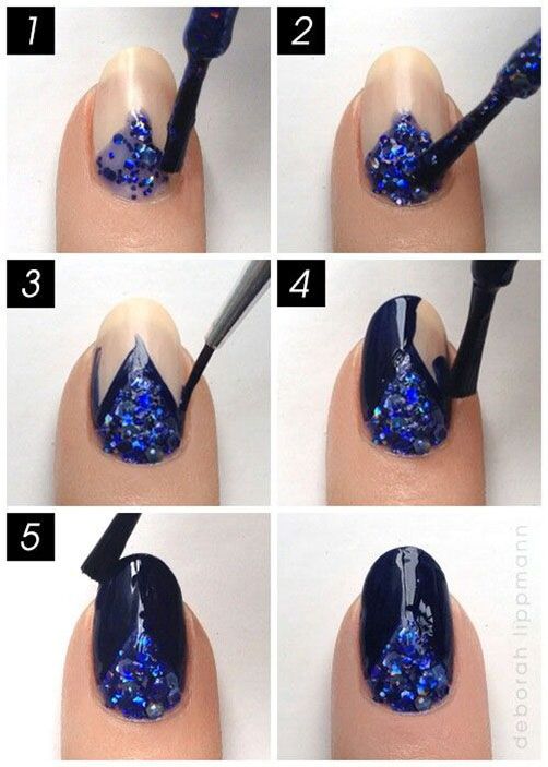 Black and Blue Nail Design Tutorial