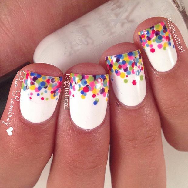 Colorful Polka Dot Nail Design for Short Nails