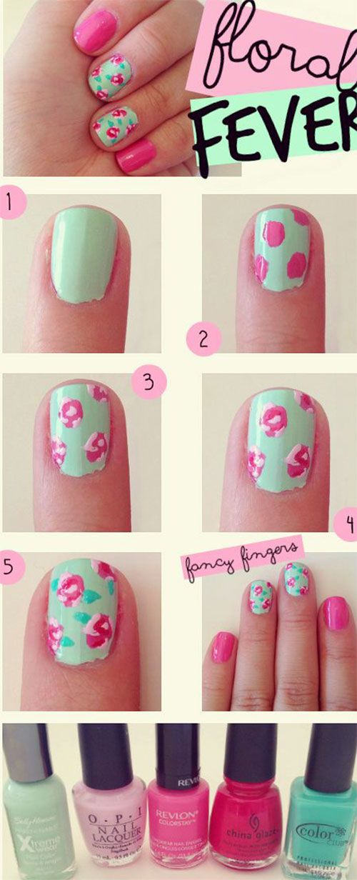 Floral Heart Nail Design Tutorial