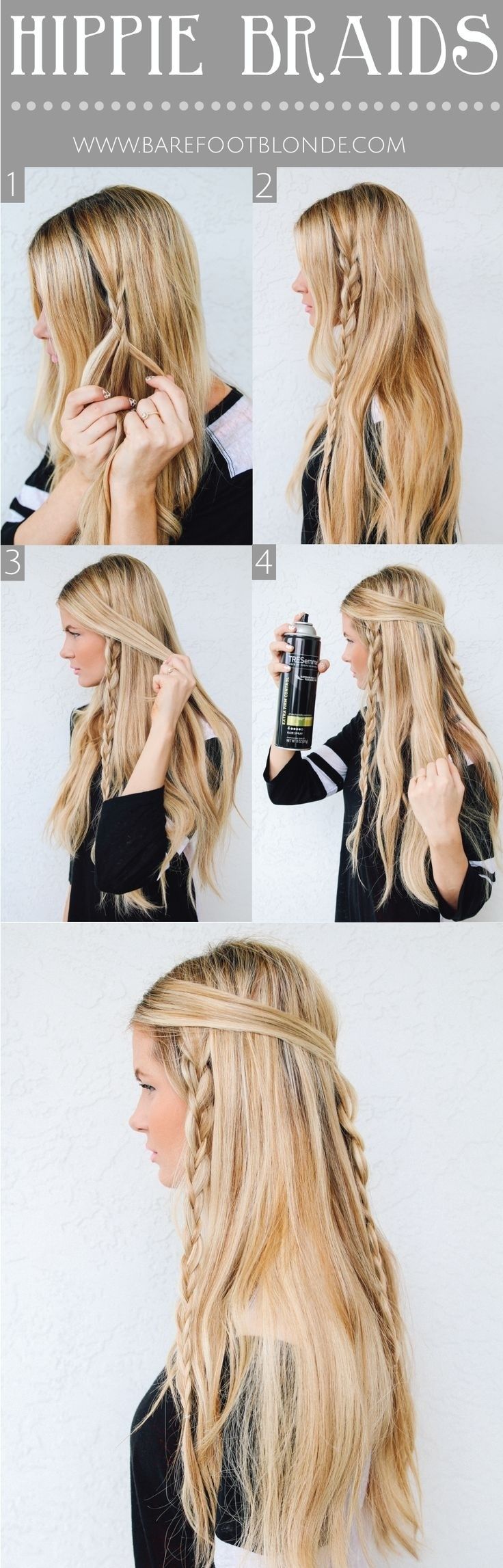 Hippie Braided Hairstyle Tutorial for Long Hair