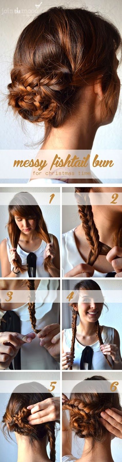 Messy Fishtail Braid Bun Hairstyle Tutorial