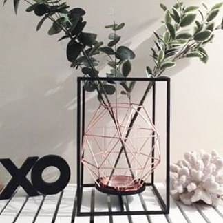 Metal Lantern and Geometric Candle Holder