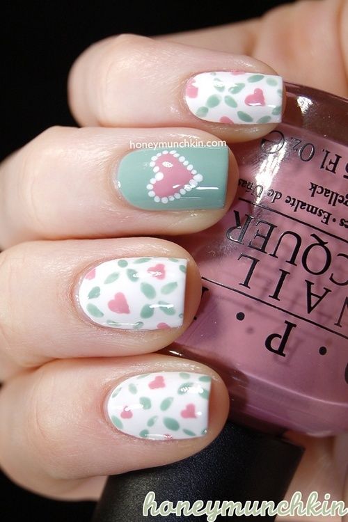 19 Sweet Nail Art Ideas & Designs for Girls 51 Mini Heart Nail Art Design