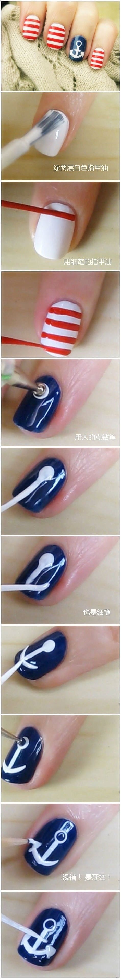 Nautical Manicure Idea