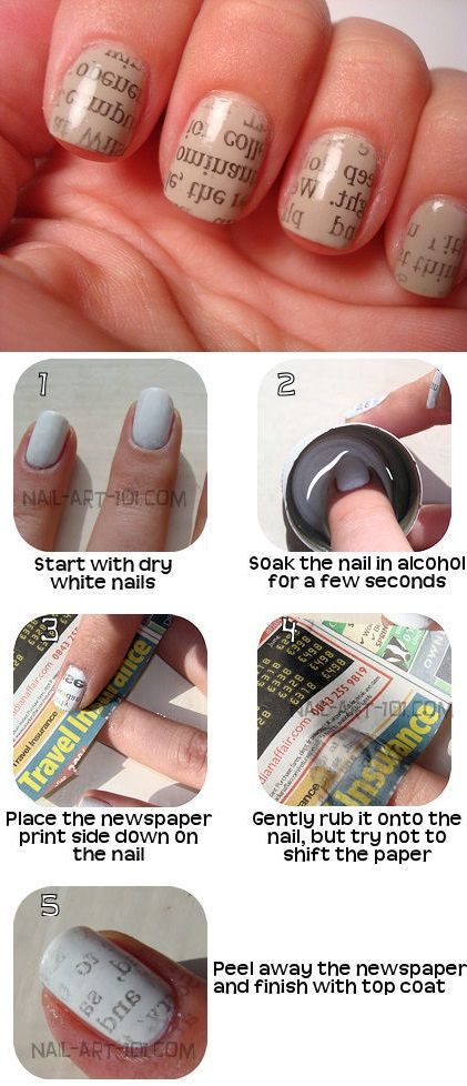 Newspaper Nail Art Design