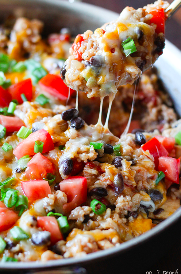 One-Pan Chicken Burrito Bowls