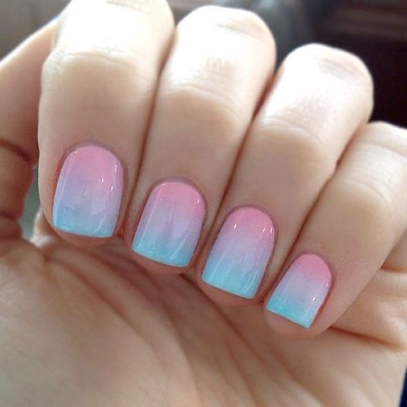 Pink and Blue Summer Nail Art Design