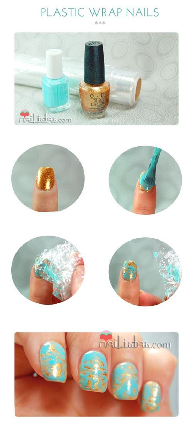 Plastic Wrap Nail Design Tutorial