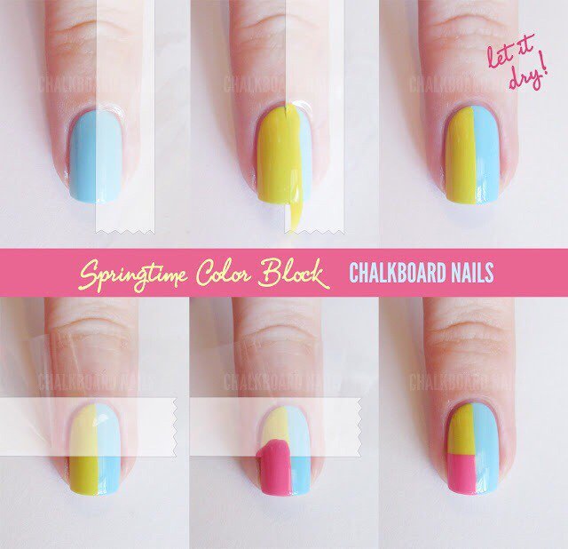 Pretty Color Block Nail Art Design