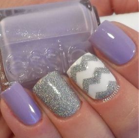 Purple Chevon Wedding Nail Idea