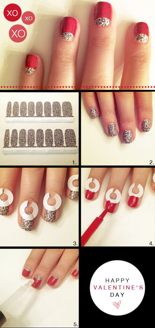 Red Lepoard Print Nail Art Design